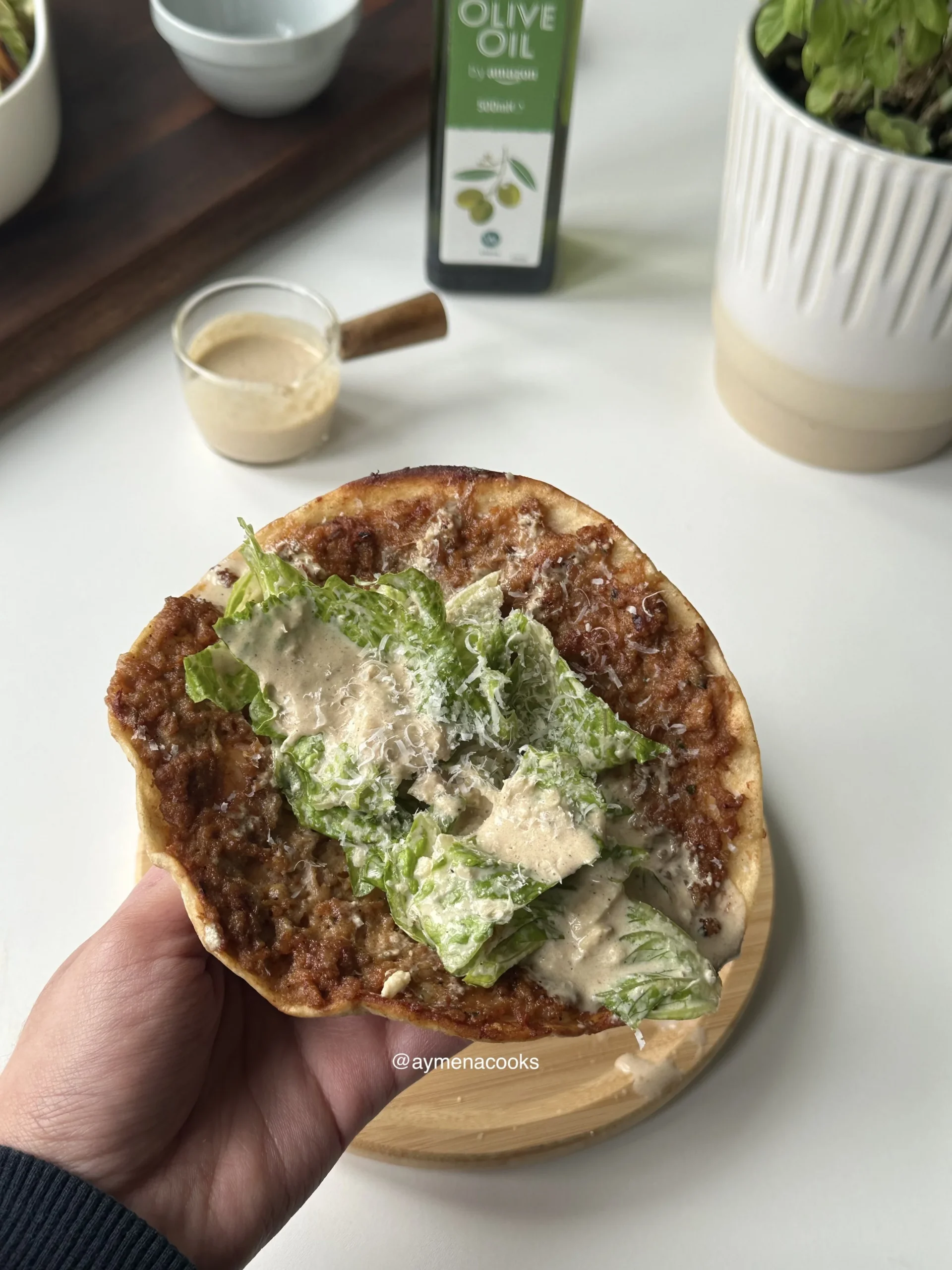 chicken caesar smash tacos